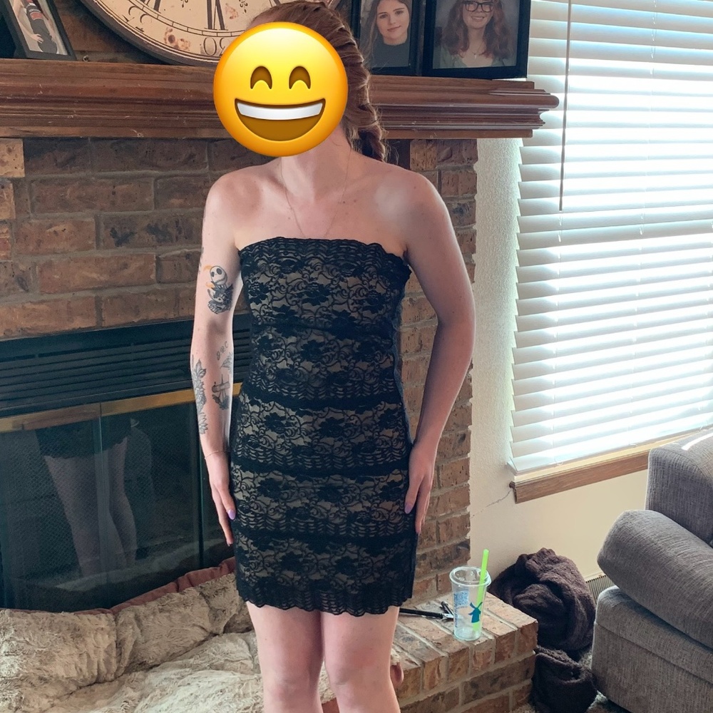Black lace homecoming dress